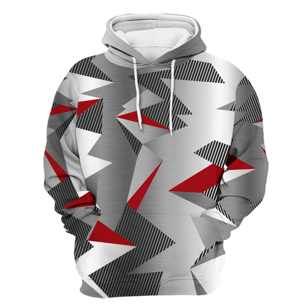 Hoodie To Match Metallic Silver 14s - Geometric Camouflage Pattern All Over Print