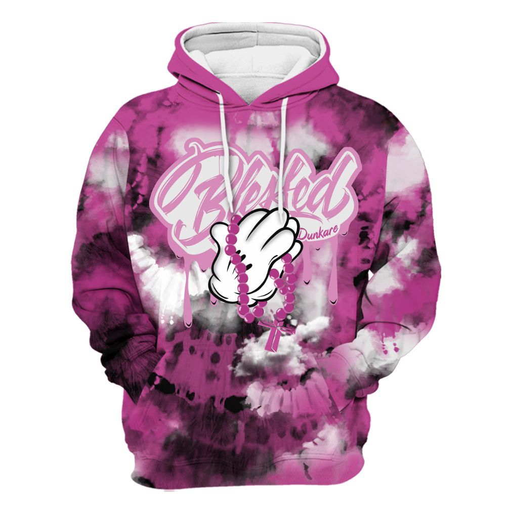 Hoodie To Match Dunk Low Active Fuchsia - God Blessed Tie Dye All Over Print