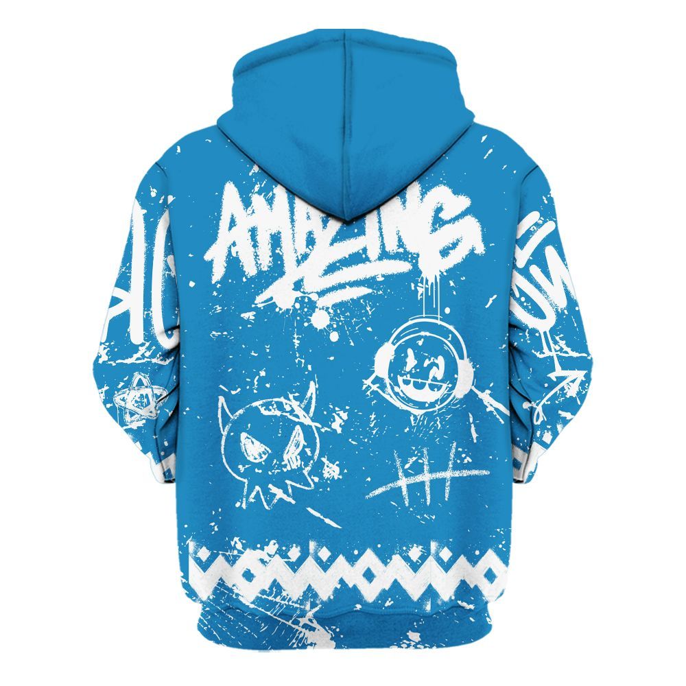 Hoodie To Match Retro University Blue 9s - Friday Sneaker Crayon All Over Print