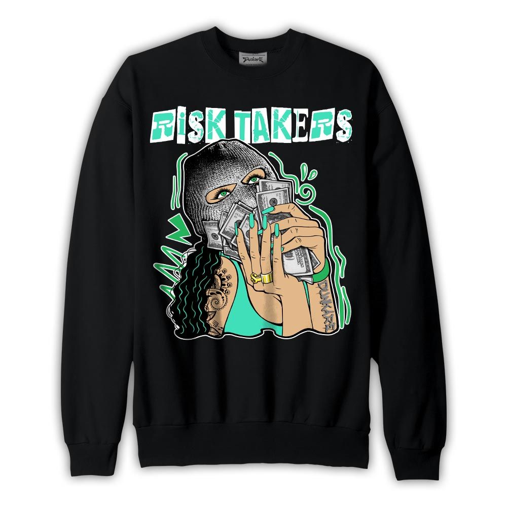 Sweatshirt To match Black Green Glow 3s Sweatshirt - Risk Takers Unique Graphic