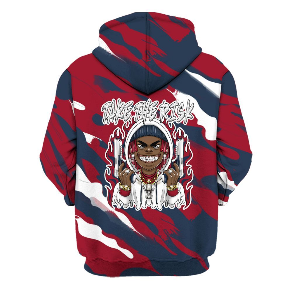 Hoodie To Match White Midnight Navy 6s - Take The Risk Colored All Over Print