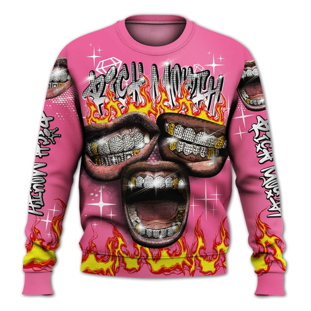Sweatshirt To Match Air Max SNDR Hyper Pink - Rich Mouth Fire Rap Retro 90s All Over Print