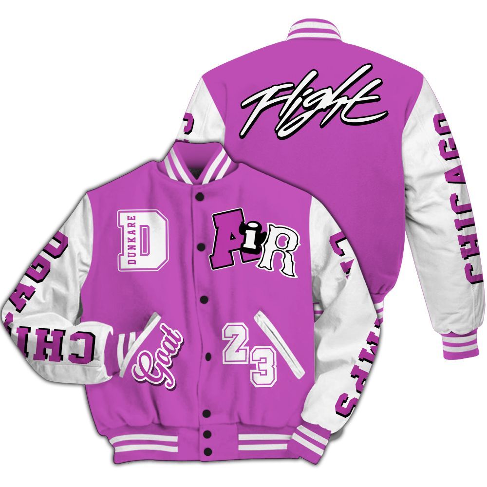 Varsity Jacket To Match Hyper Violet 4s - AIR Number 23 GOAT All Over Print