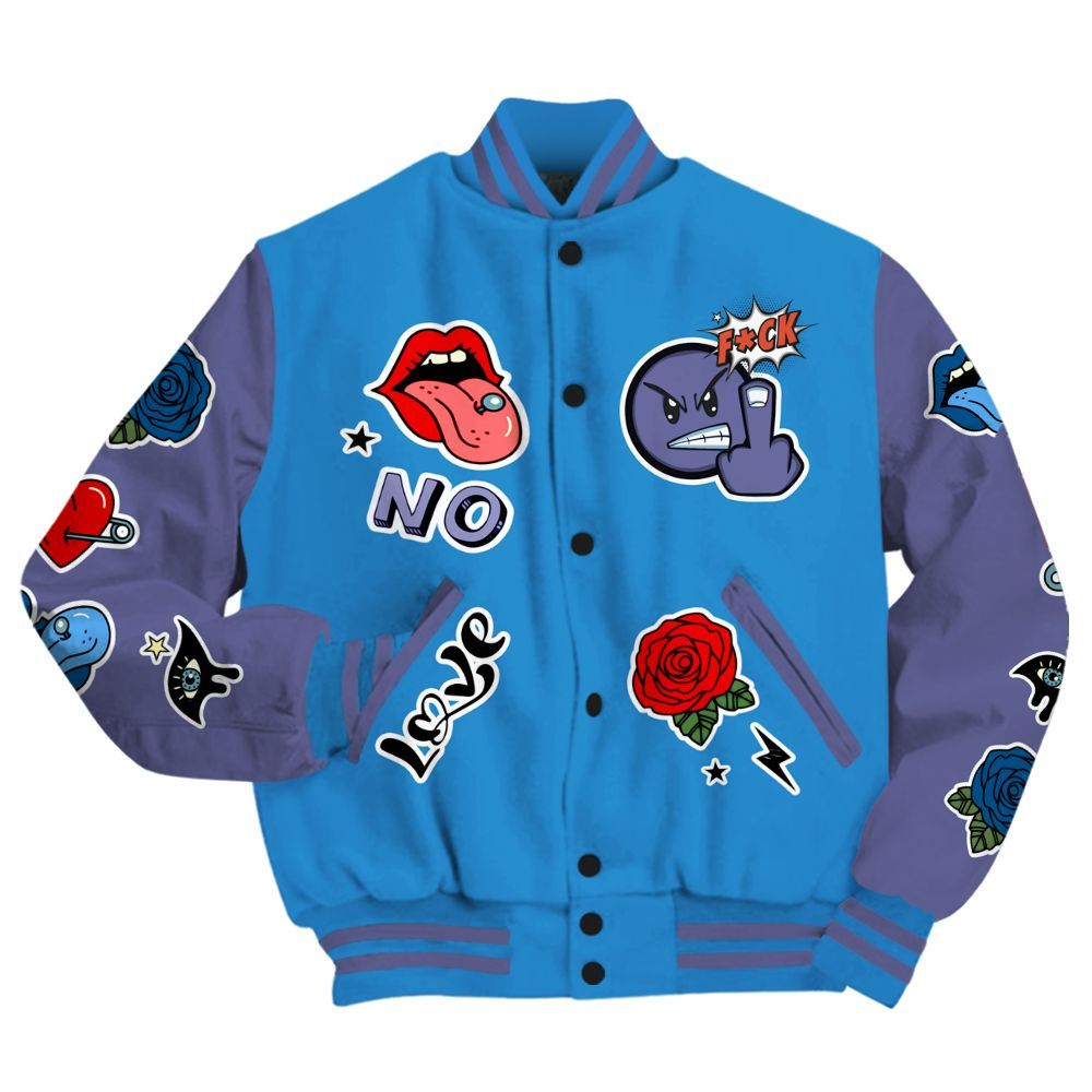 Varsity Jacket To Match Hi-Res Blue 700s - FK Around Find Out All Over Print