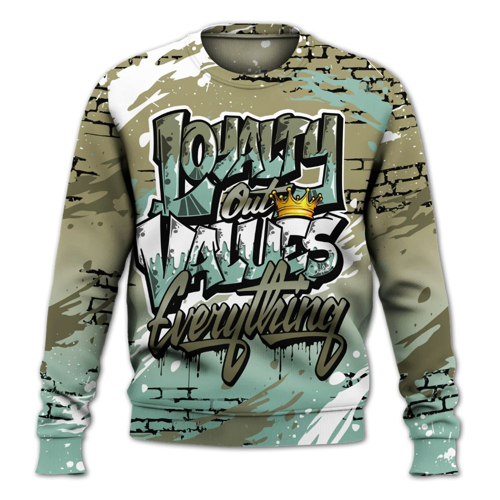 Sweatshirt To Match Dunk Low Suede Olive Aura - Values Of Loyalty Drip All Over Print