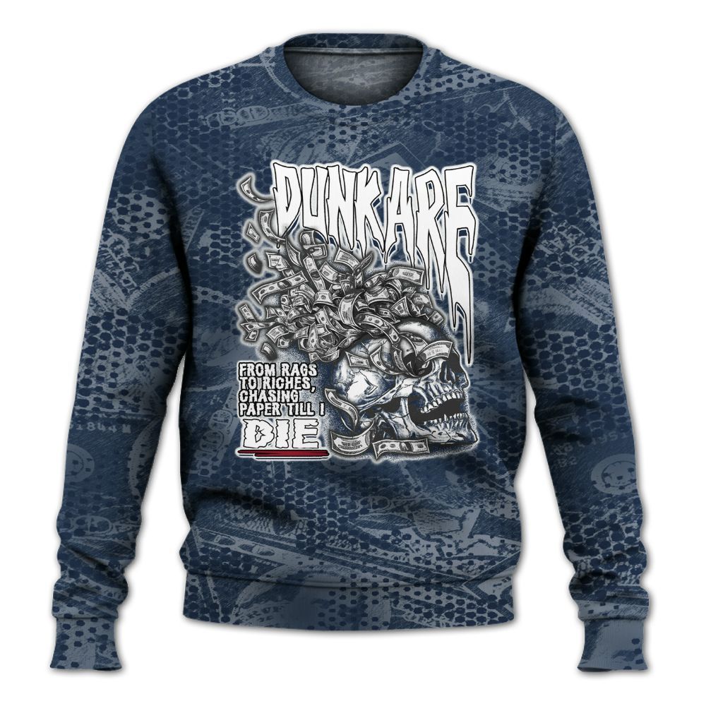 Sweatshirt To Match White Midnight Navy 6s - From Rags To Riches All Over Print