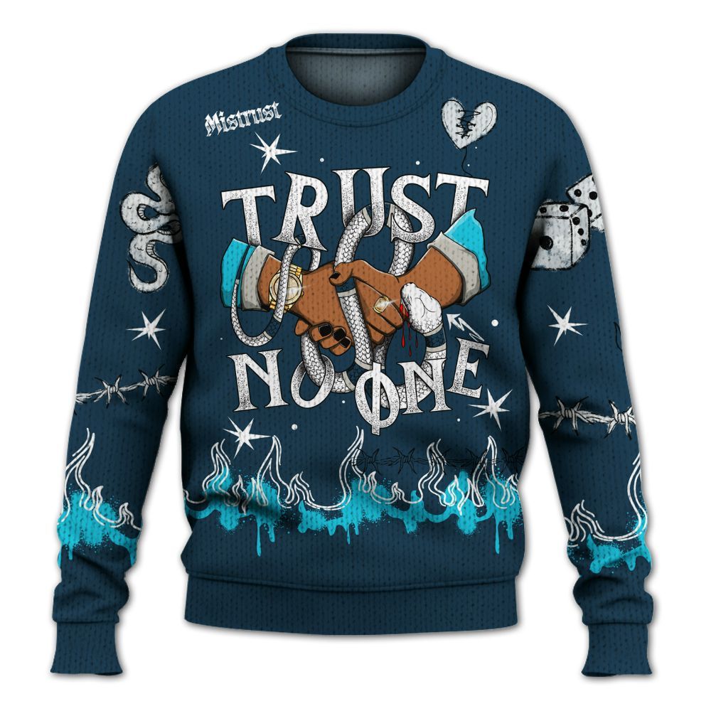 Knitted Sweater To Match Air Navy Baltic Blue - Trust No One Snake-Bite Doodle Crayon