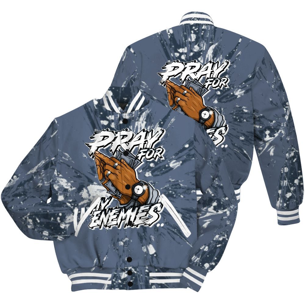 Varsity Jacket To Match Low Diffused Blue 11s Shirt - Prayed For Enemies Graphic Luxury All Over Print