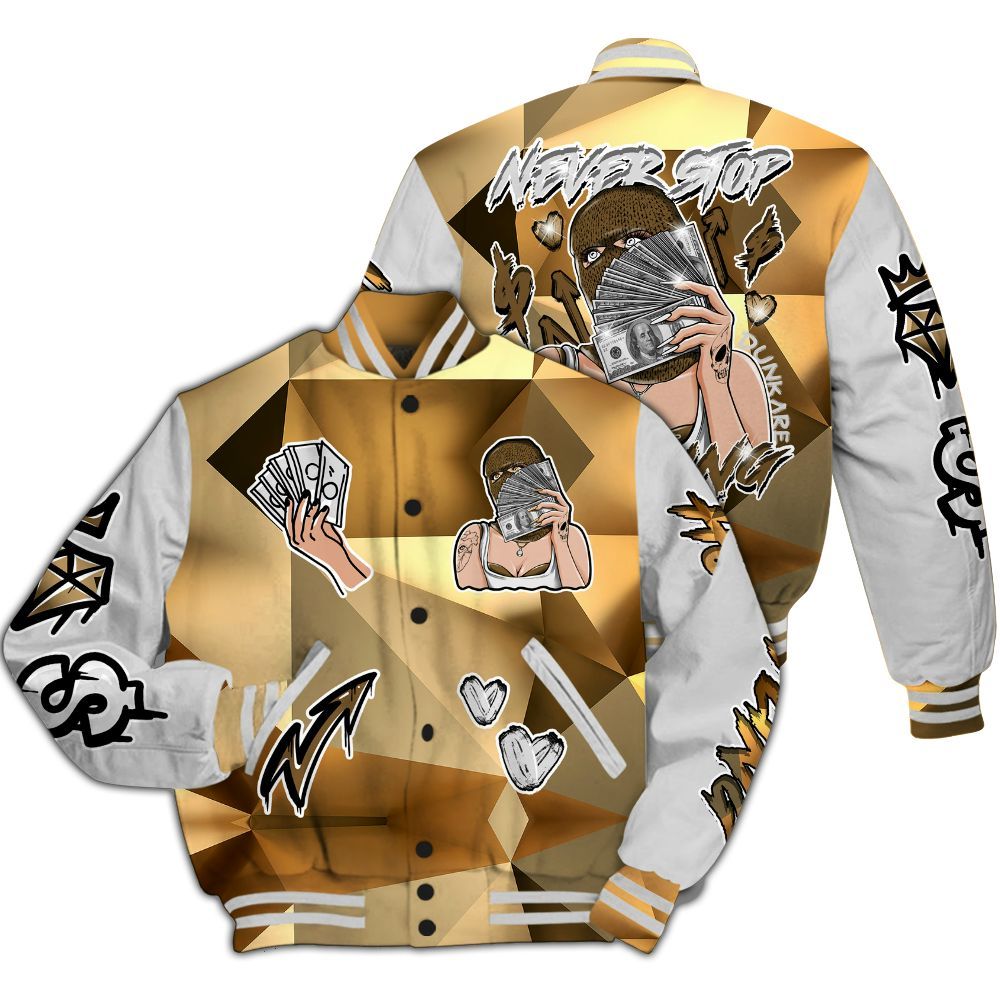 Varsity Jacket To Match NET Gold 4s - Hustling Unique All Over Print