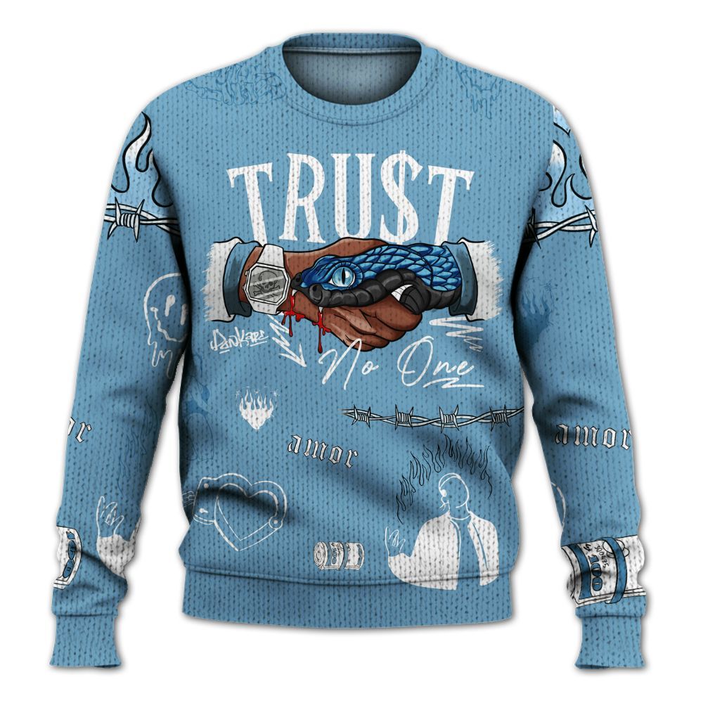 Knitted Sweater To Match High OG UNC Reimagined 1s - Snake Trust No One