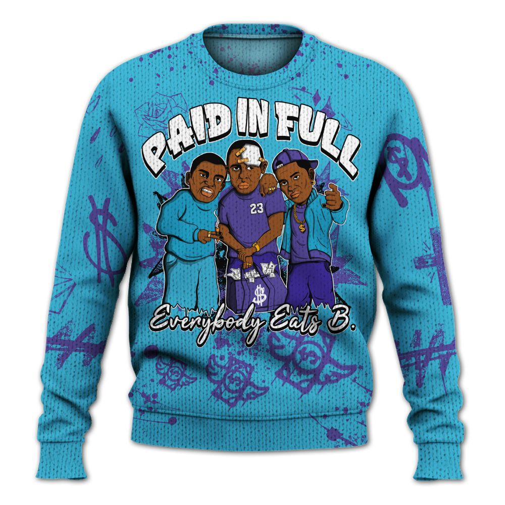 Knitted Sweater To Match Retro Aqua 6s - Everybody Paid In Full Crayon