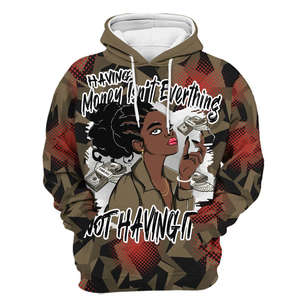 Hoodie To Match Olive 9s - Having Money Isn't Everthing Retro All Over Print