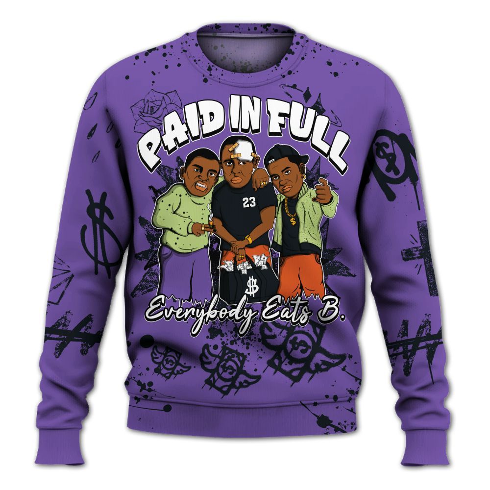 Sweatshirt To Match Canyon Purple 4s - Everybody Paid In Full Crayon All Over Print