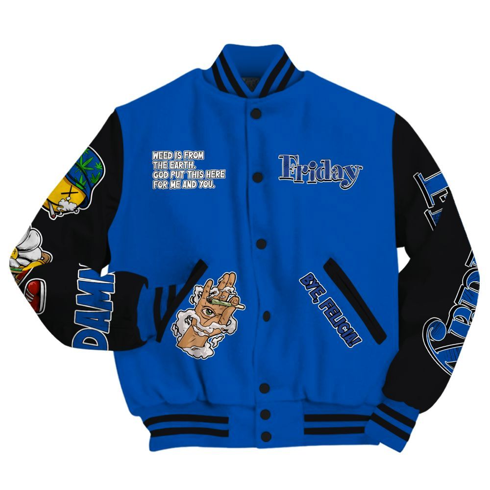 Varsity Jacket To Match Racer Blue 5s - Friday Sneaker Stress Style All Over Print