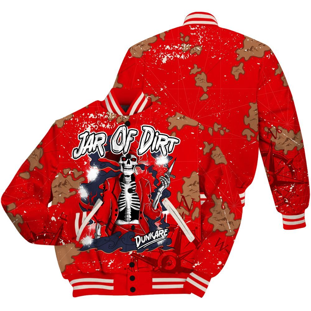 Varsity Jacket To Match Low OG Howard Bison 1s - Skeleton Jar Of Dirt Retro All Over Print
