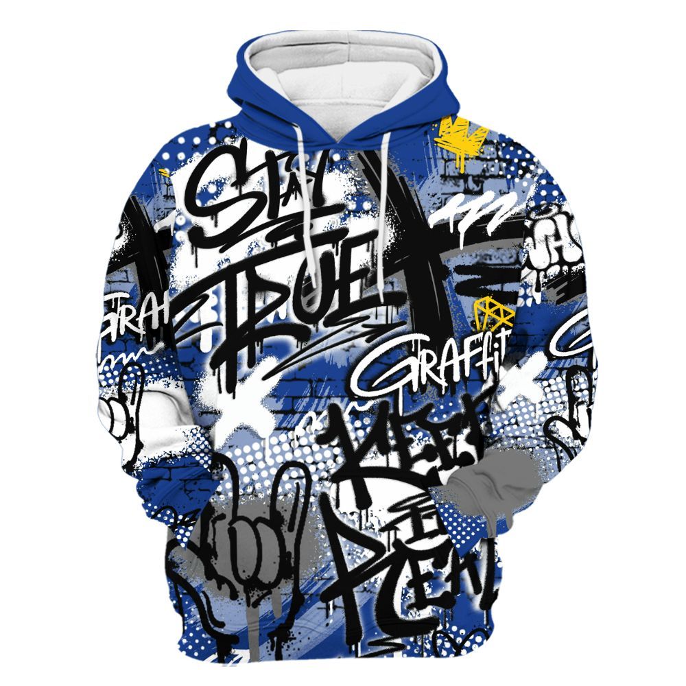 Hoodie To Match Air Foamposite One Royal - True It Real Graffiti Streetwear All Over Print