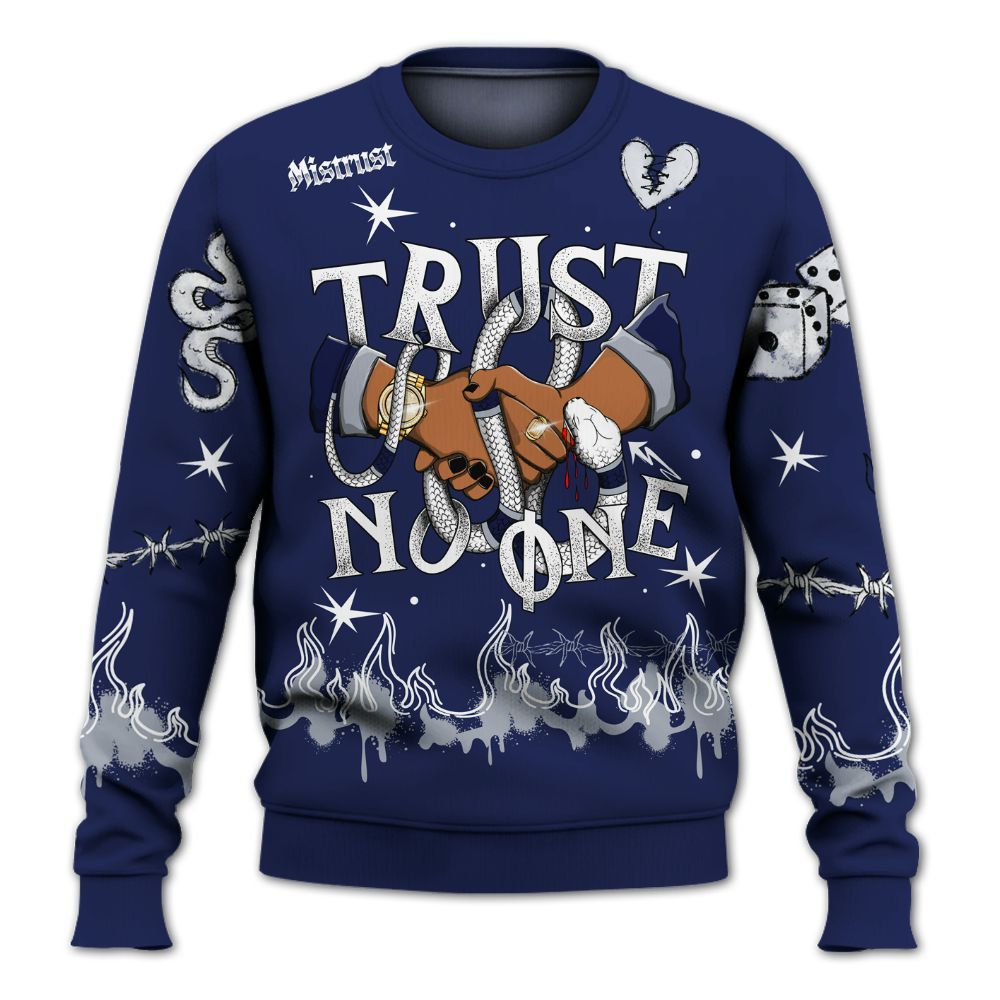 Sweatshirt To Match Midnight Navy 11s - Trust No One Snake-Bite Doodle Crayon All Over Print