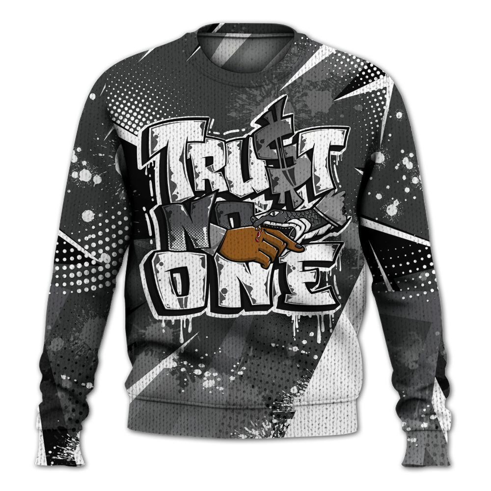 Knitted Sweater To Match White Thunder 4s - Poly Trust No One Dripping