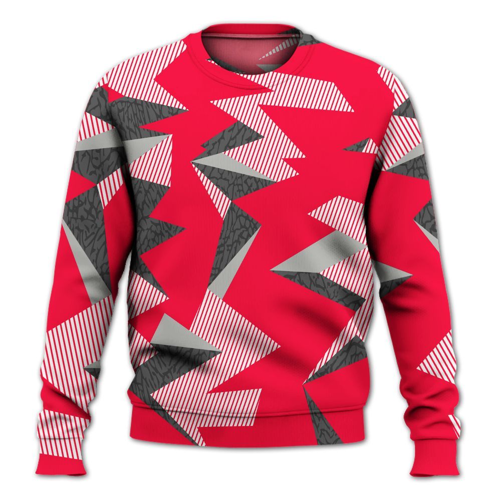 Sweatshirt To Match Retro Fire Red 3s - Geometric Camouflage Pattern All Over Print