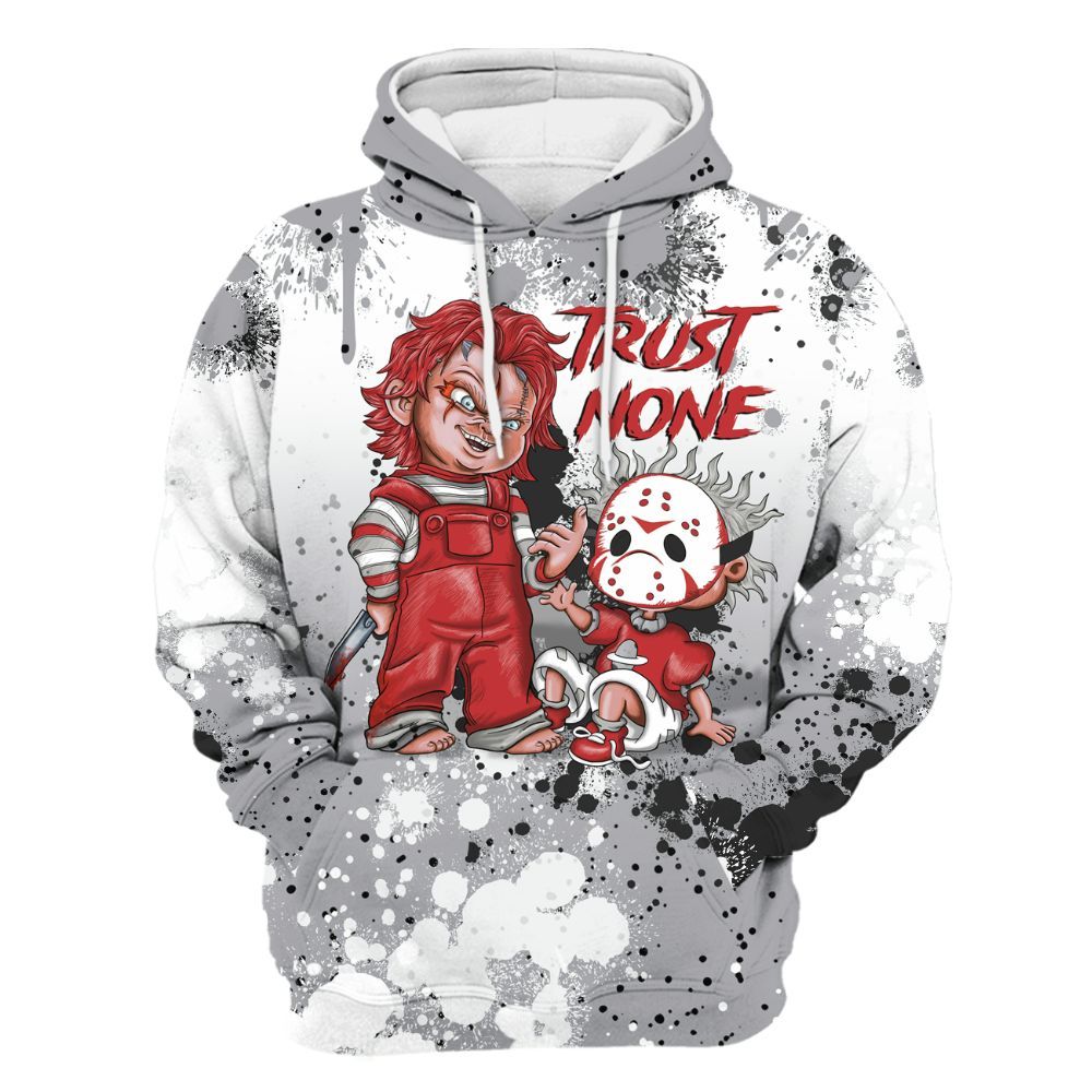 Hoodie To Match White Cement 4s - Trust No One Scary All Over Print