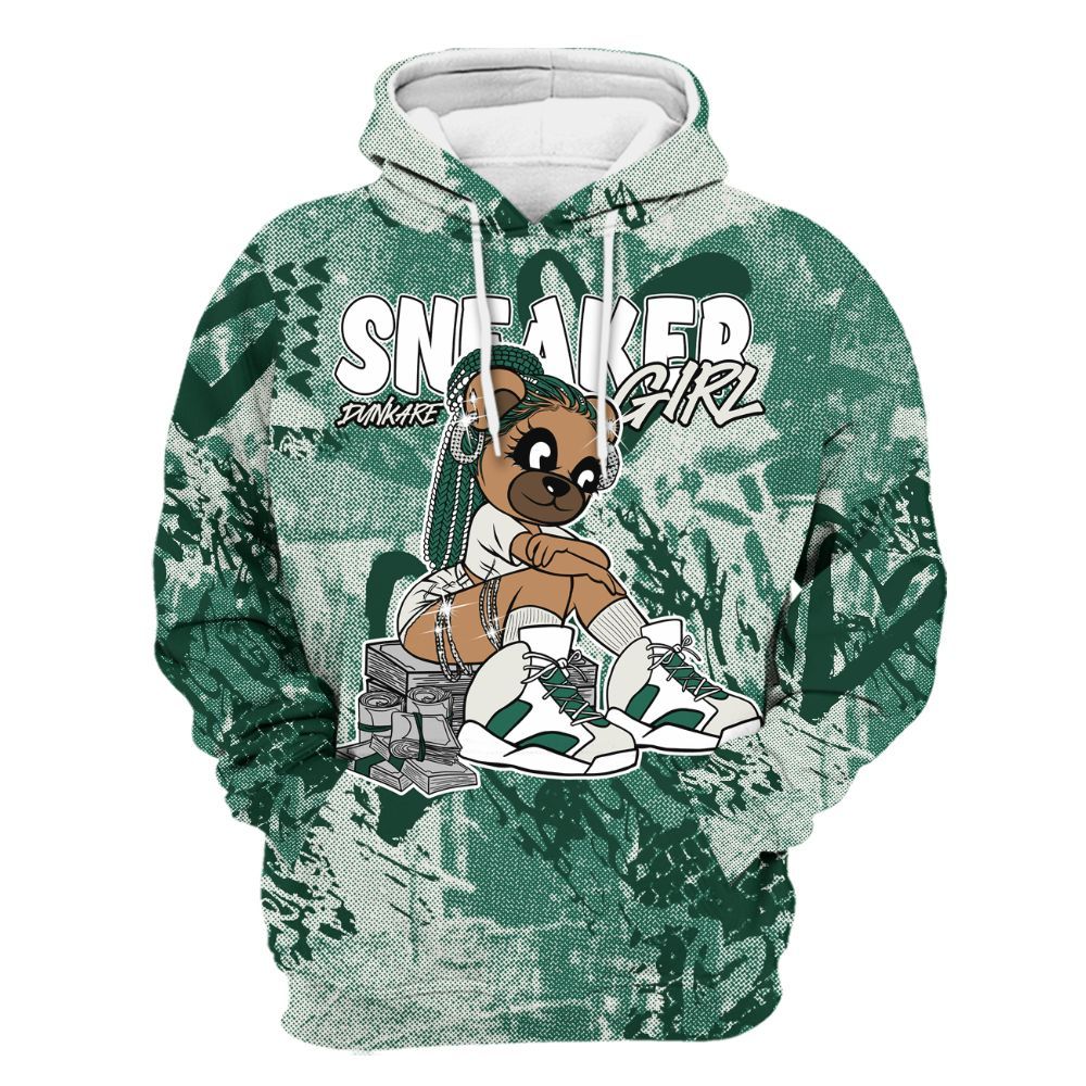 Hoodie To Match Oxidized Green 4s - Sneaker Girl Bear Heart Grunge All Over Print