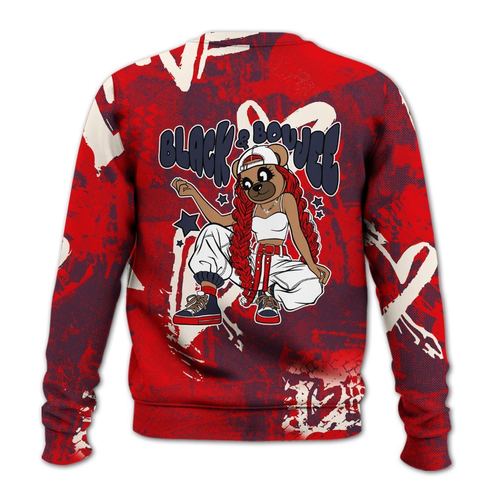 Sweatshirt To Match Low OG Howard University 1s - Boujee Girls Bear Heart Grunge All Over Print