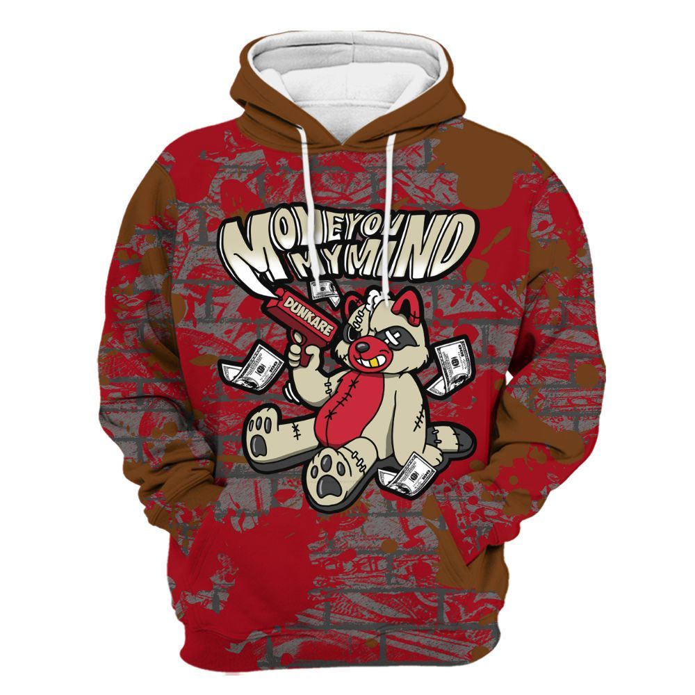 Hoodie To Match Archaeo Brown 5s - Money On My Mind Raccoon Brick All Over Print