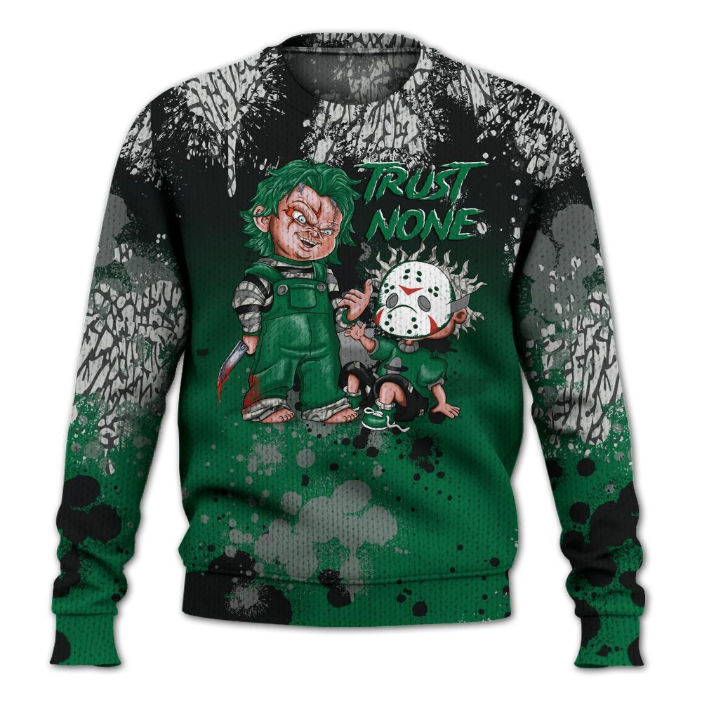 Knitted Sweater To Match Pine Green 3s - Trust No One Scary
