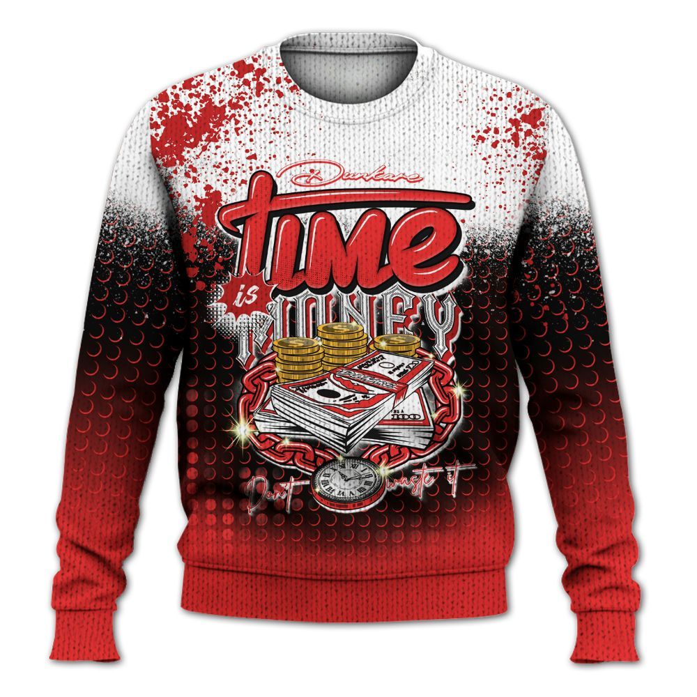 Knitted Sweater To Match Red Thunder 4s - Halftone Time Is Money