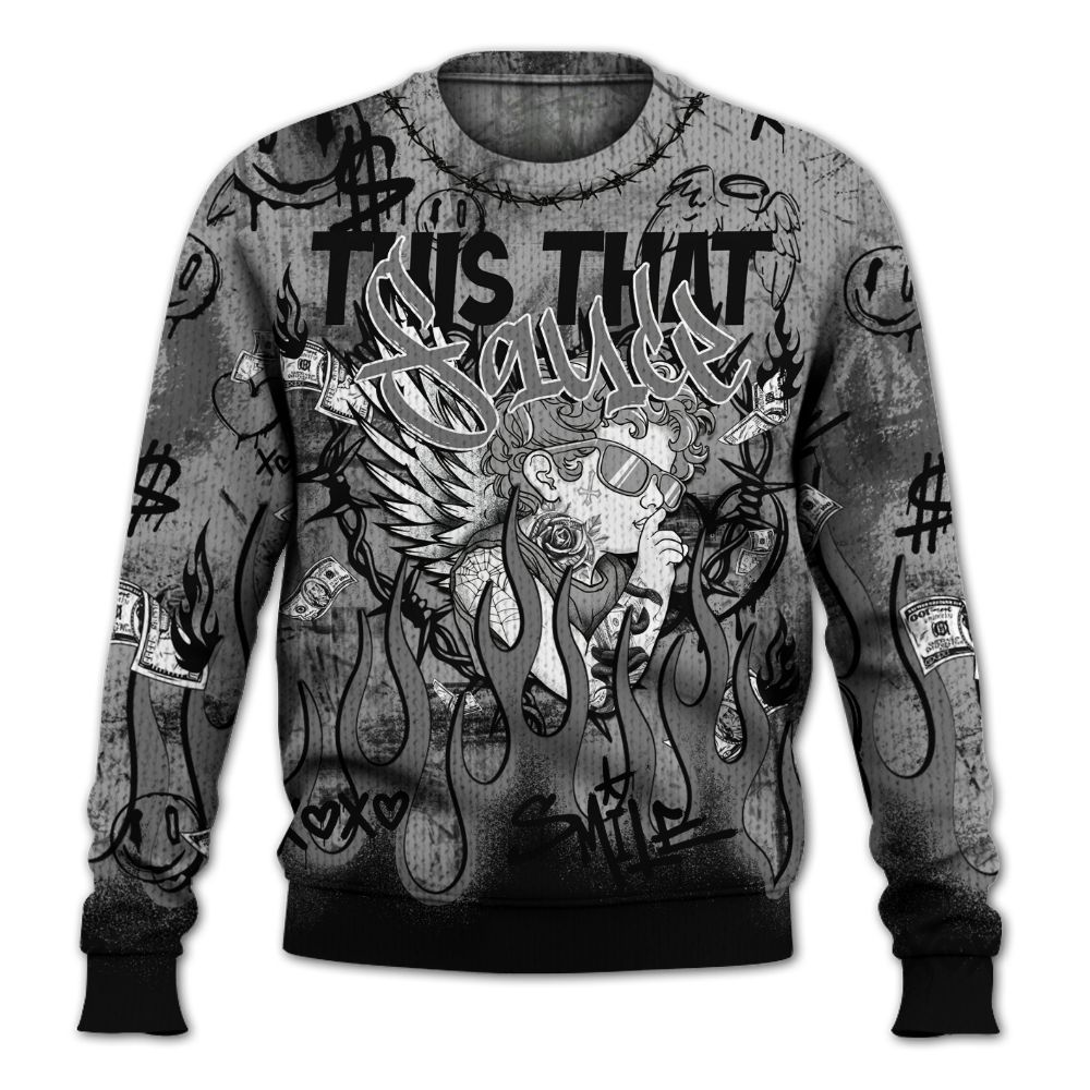 Knitted Sweater To Match Black Wolf Grey 12s - This That Sauce Angel