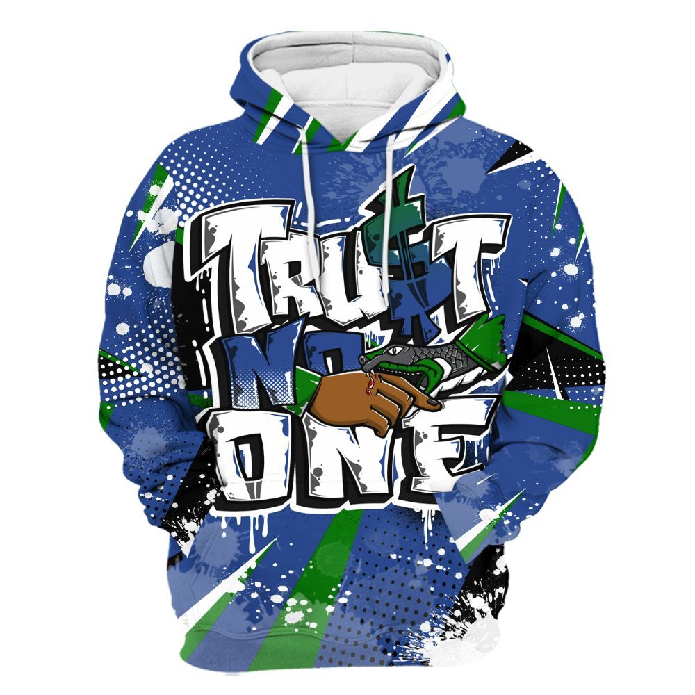 Hoodie To Match Retro Hyper Royal 13s - Poly Trust No One Dripping All Over Print