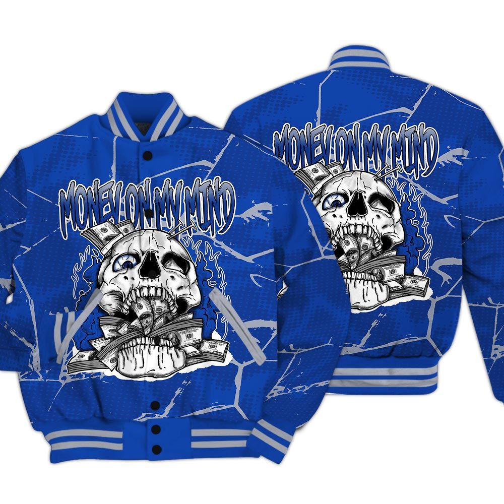 Varsity Jacket To Match Air Foamposite One Royal - MOMM Skeleton Crack Varsity Jacket Unisex