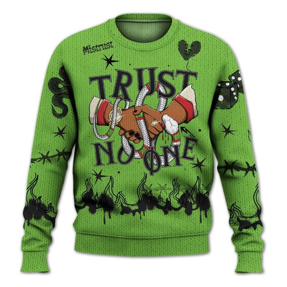 Knitted Sweater To Match Air Max Waffle SP Action Green - Trust No One Snake-Bite Doodle Crayon