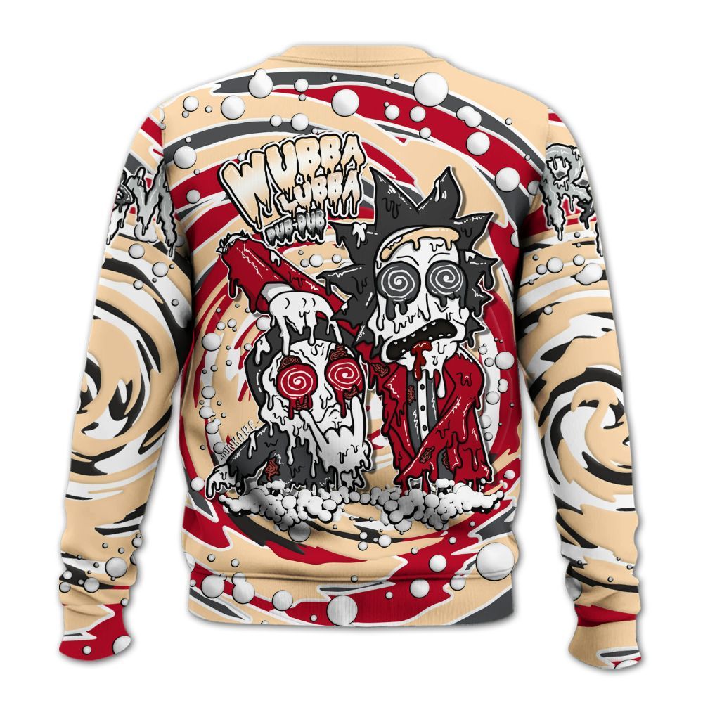 Sweatshirt To Match Retro Pizza GS 4s - Wubba Rick Drip All Over Print
