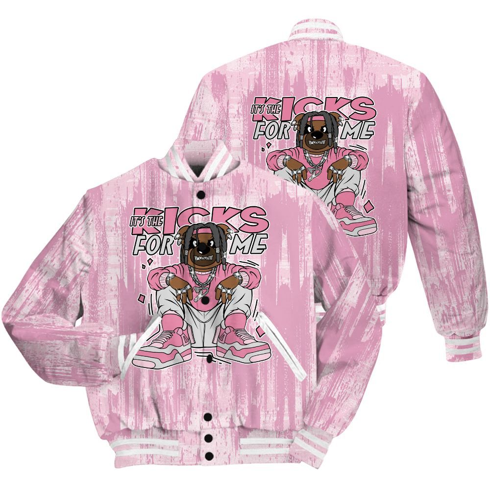 Varsity Jacket To Match Orchid 4s Shirt - Sneakers Bear Glitch Art All Over Print