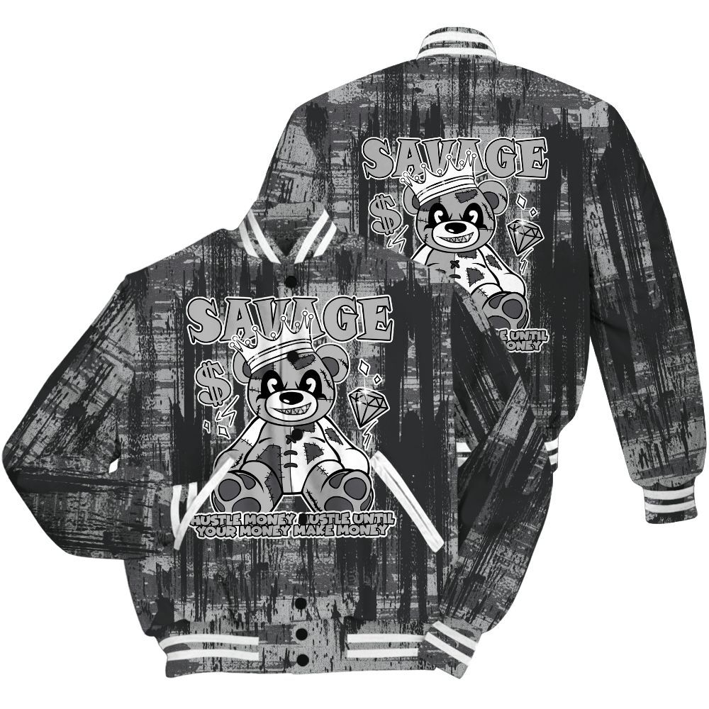 Varsity Jacket To Match White Thunder 4s Shirt - Savages Bear Glitch Art All Over Print