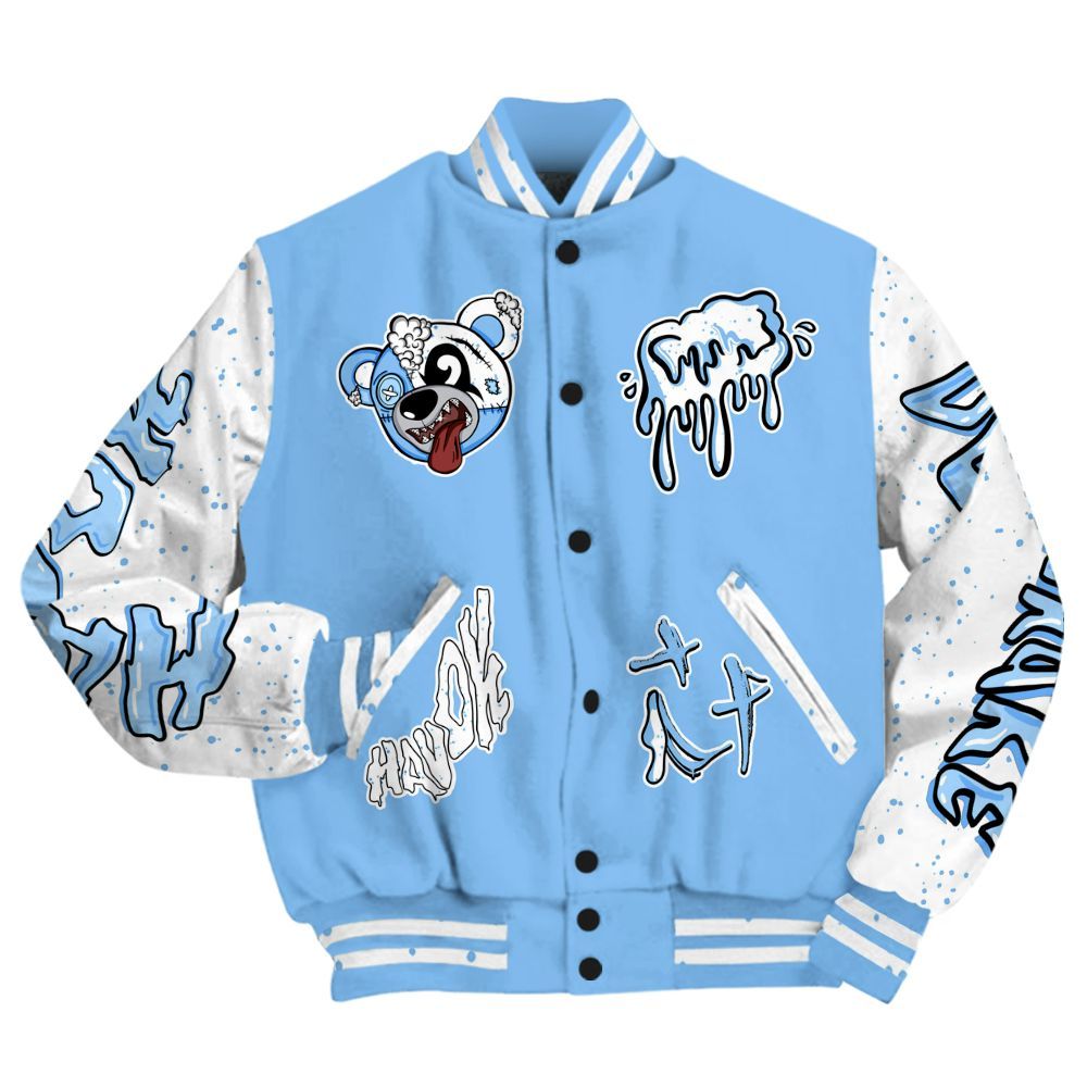 Varsity Jacket To Match University Blue 5s - Havok Bear All Over Print
