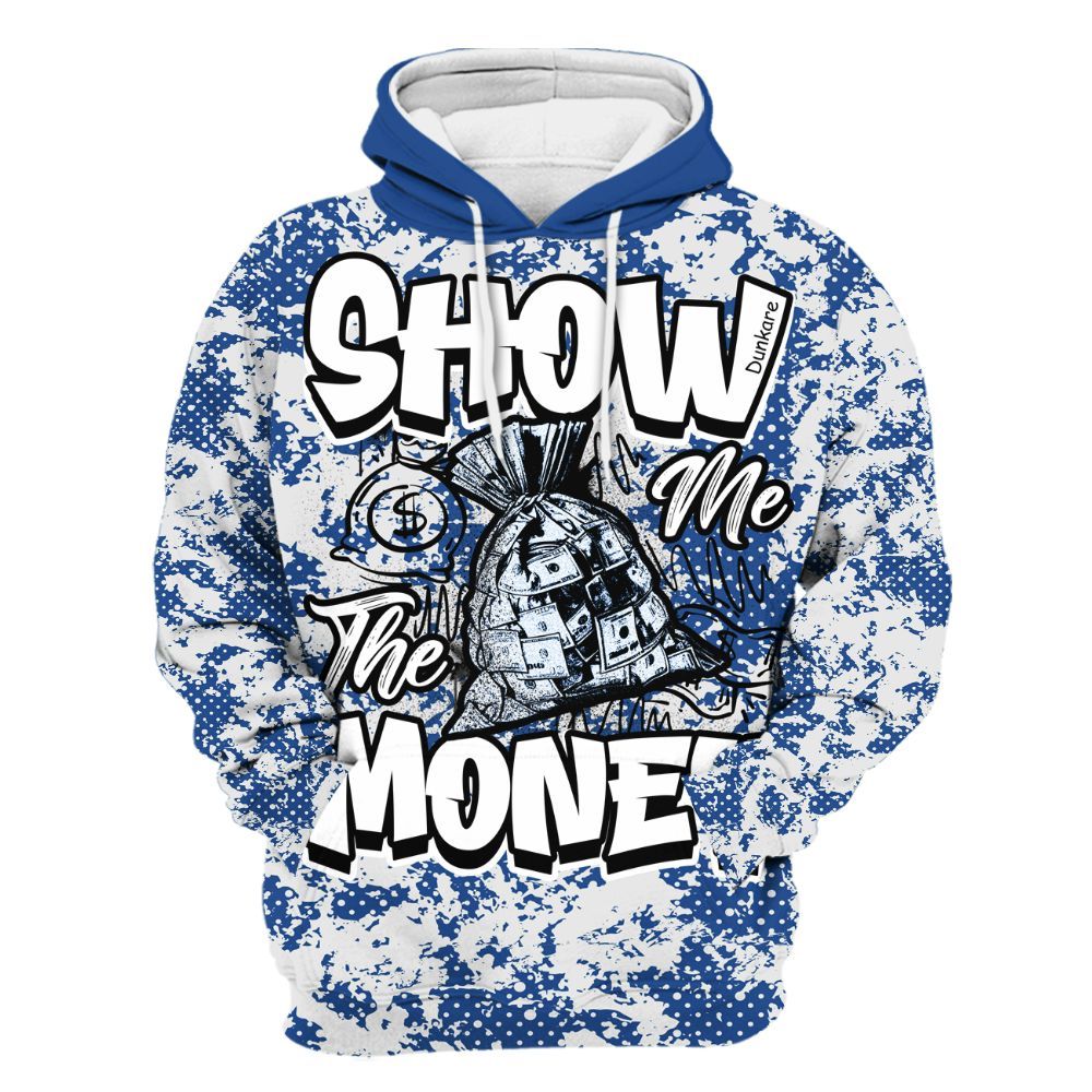Hoodie To Match High OG True Blue 1s - Show Me The Money Retro All Over Print