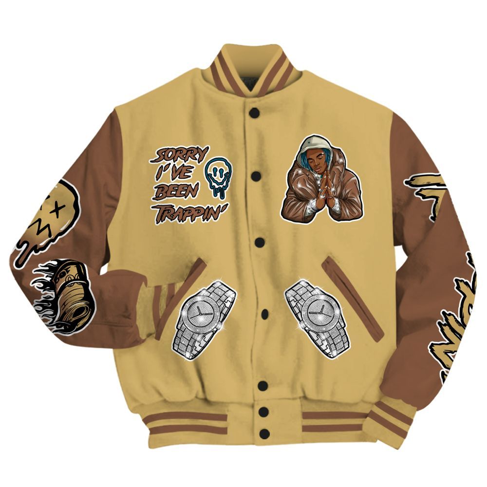 Varsity Jacket To Match Retro Cacao Wow 4s - Trappin' Unique All Over Print