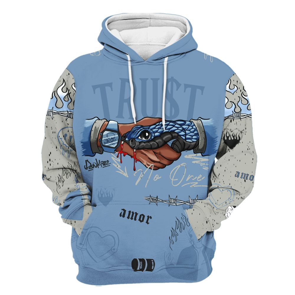 Hoodie To Match University Blue 4s - Snake Trust No One All Over Print