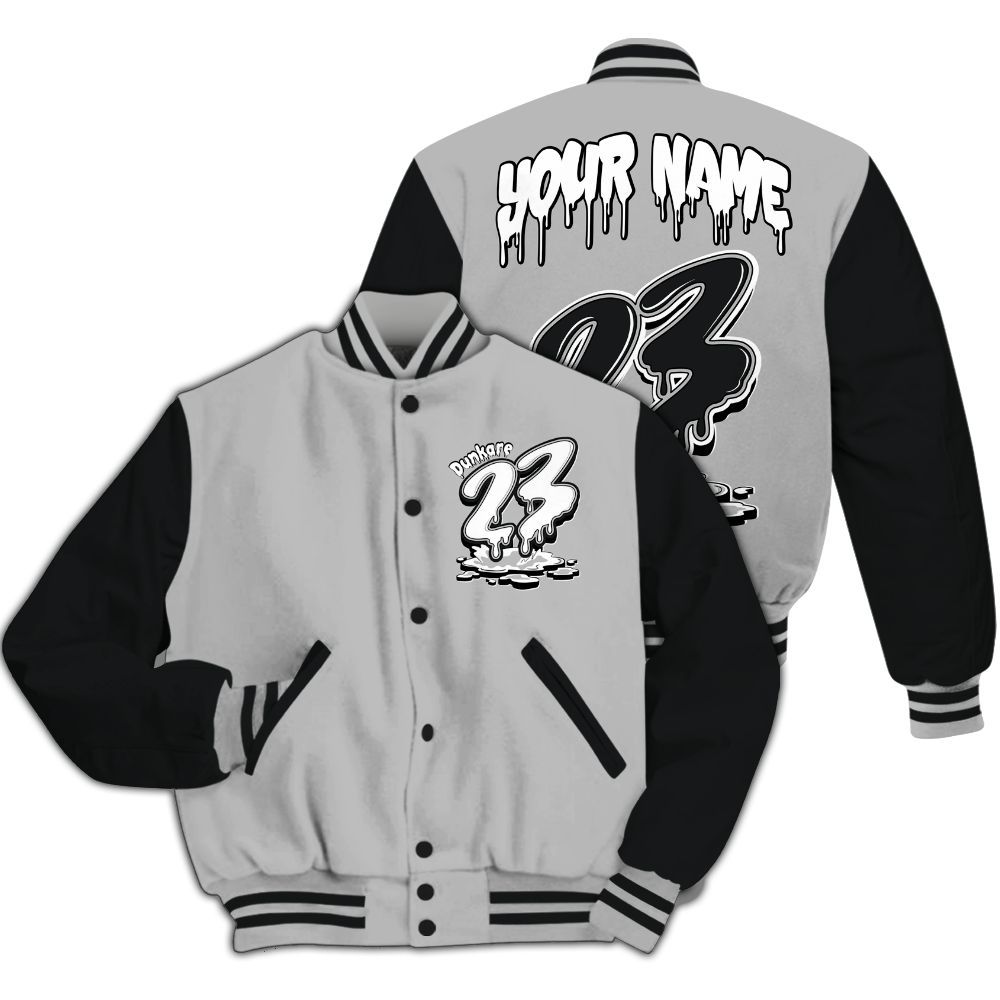 Varsity Jacket To Match Low 85 Metallic Black 1s - Custom Name 23 Drip All Over Print