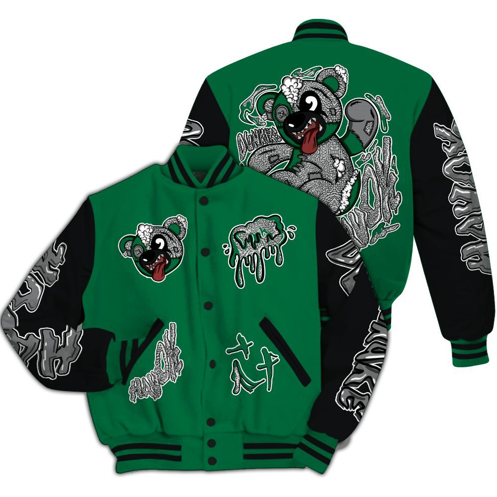 Varsity Jacket To Match Pine Green 3s - Havok Bear All Over Print