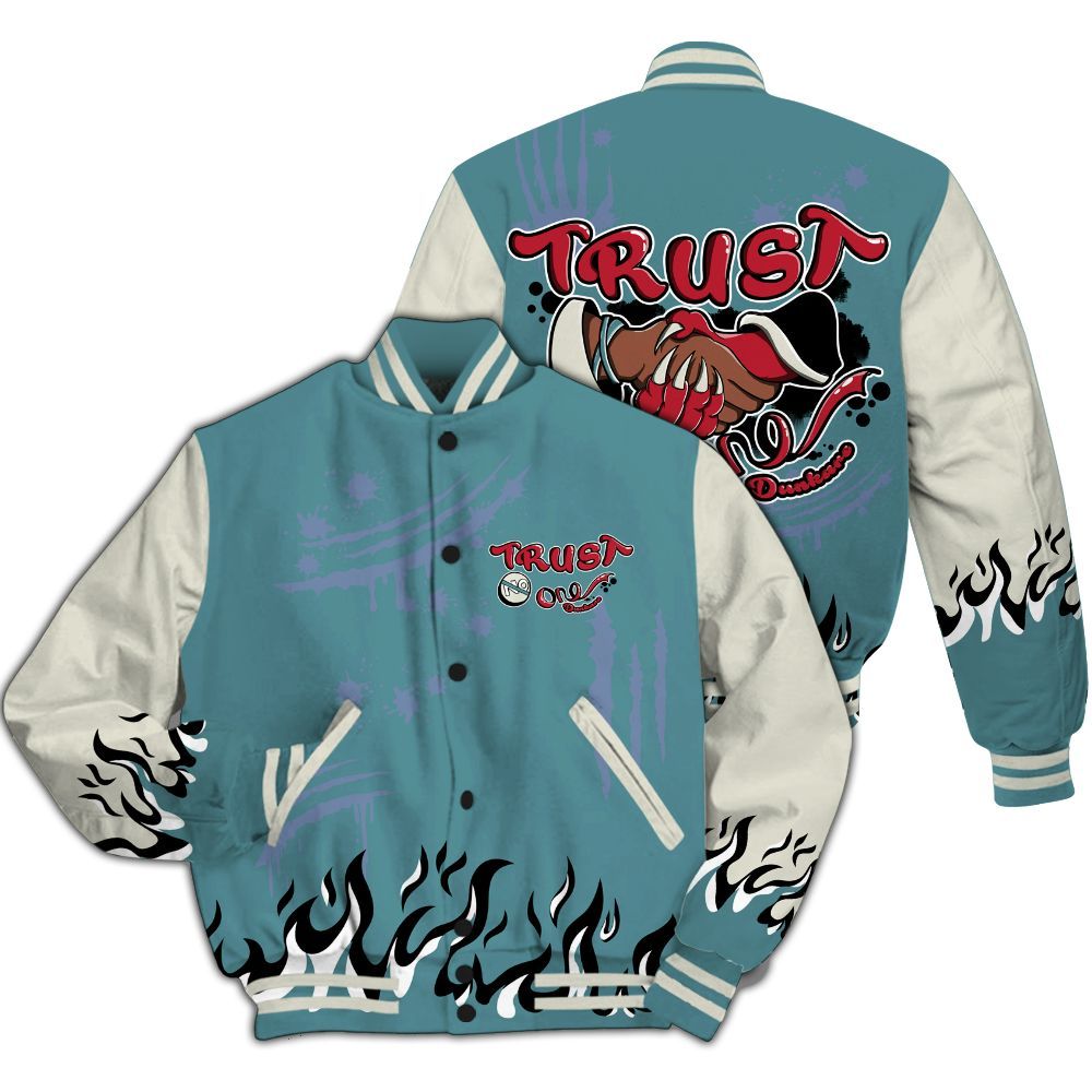 Varsity Jacket To Match Dunk Low Denim Turquoise Royal - Graphic Trust No One All Over Print