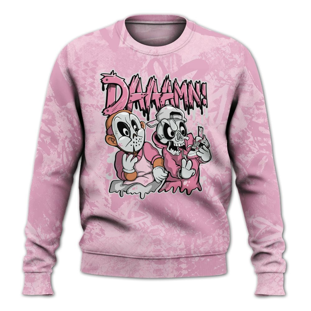 Sweatshirt To Match Orchid 4s - Damn Shoe Graphic Heart Grunge All Over Print