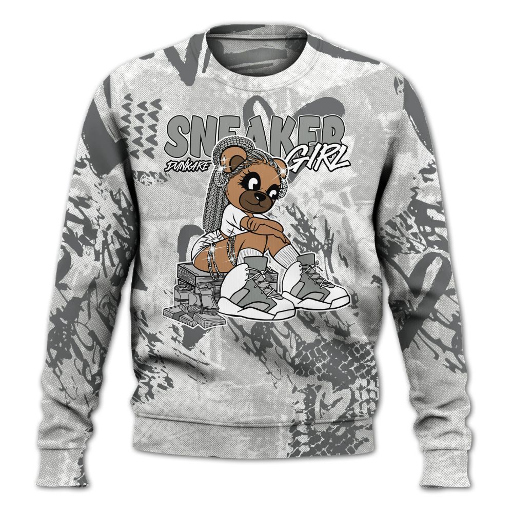 Sweatshirt To Match Retro Wet Cement 4s - Sneaker Girl Bear Heart Grunge All Over Print