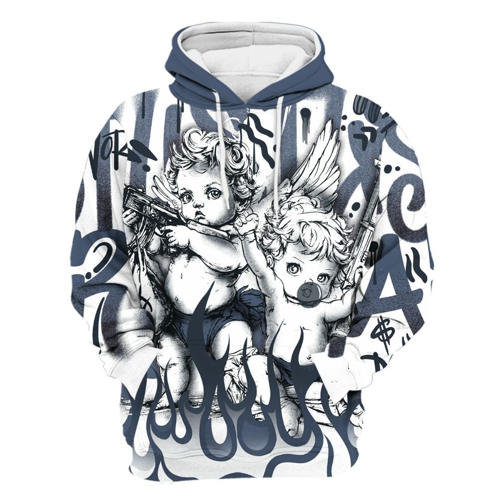 Hoodie To Match Low Diffused Blue 11s - Angel Hustle Hard All Over Print