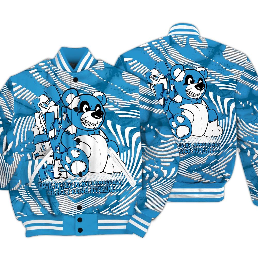 Varsity Jacket To Match Powder Blue 9s - Possession Bear Fume Varsity Jacket Unisex