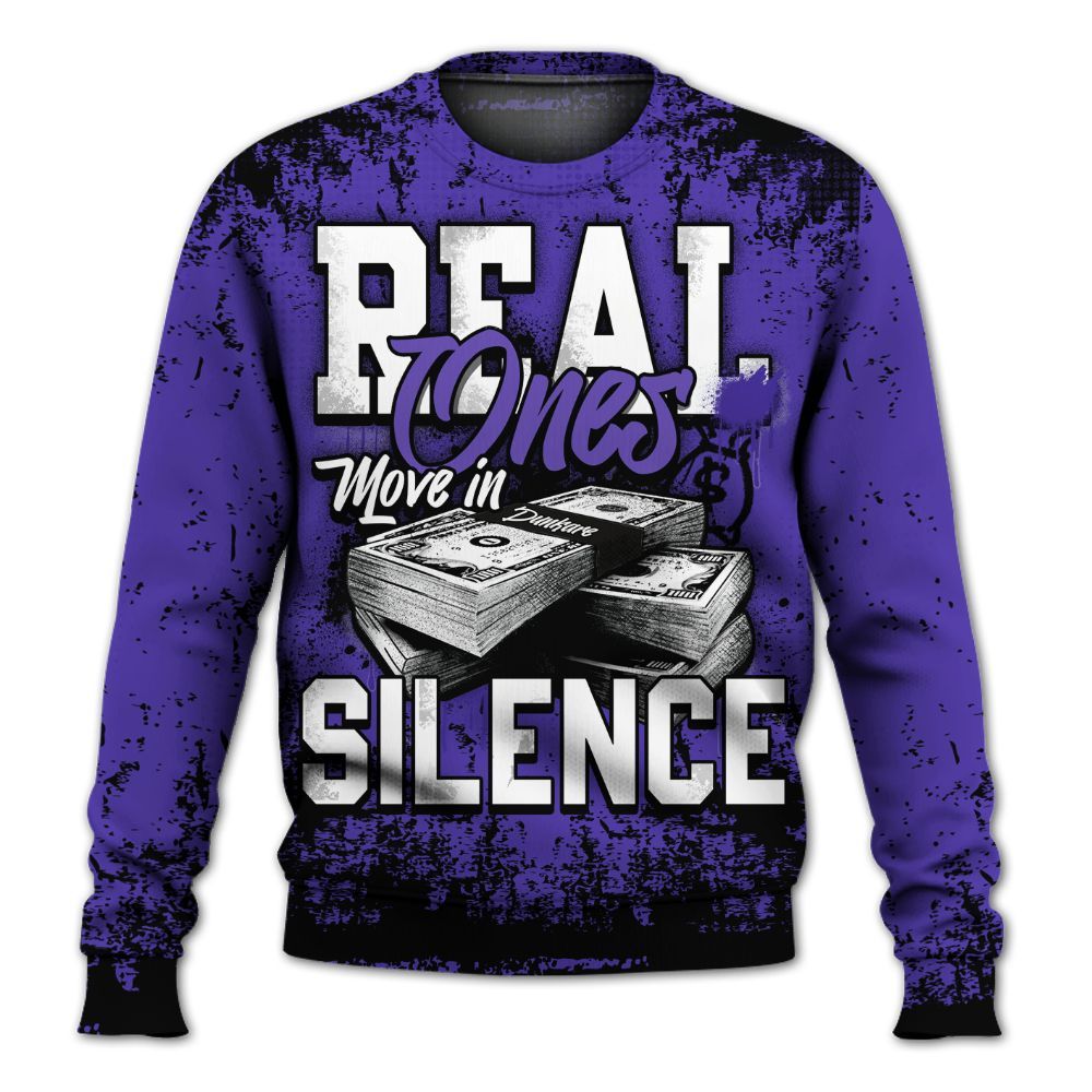 Sweatshirt To Match Field Purple 12s - Move In Silence Money Street Retro All Over Print