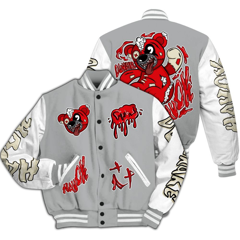 Varsity Jacket To Match Cement Grey 3s - Havok Bear All Over Print