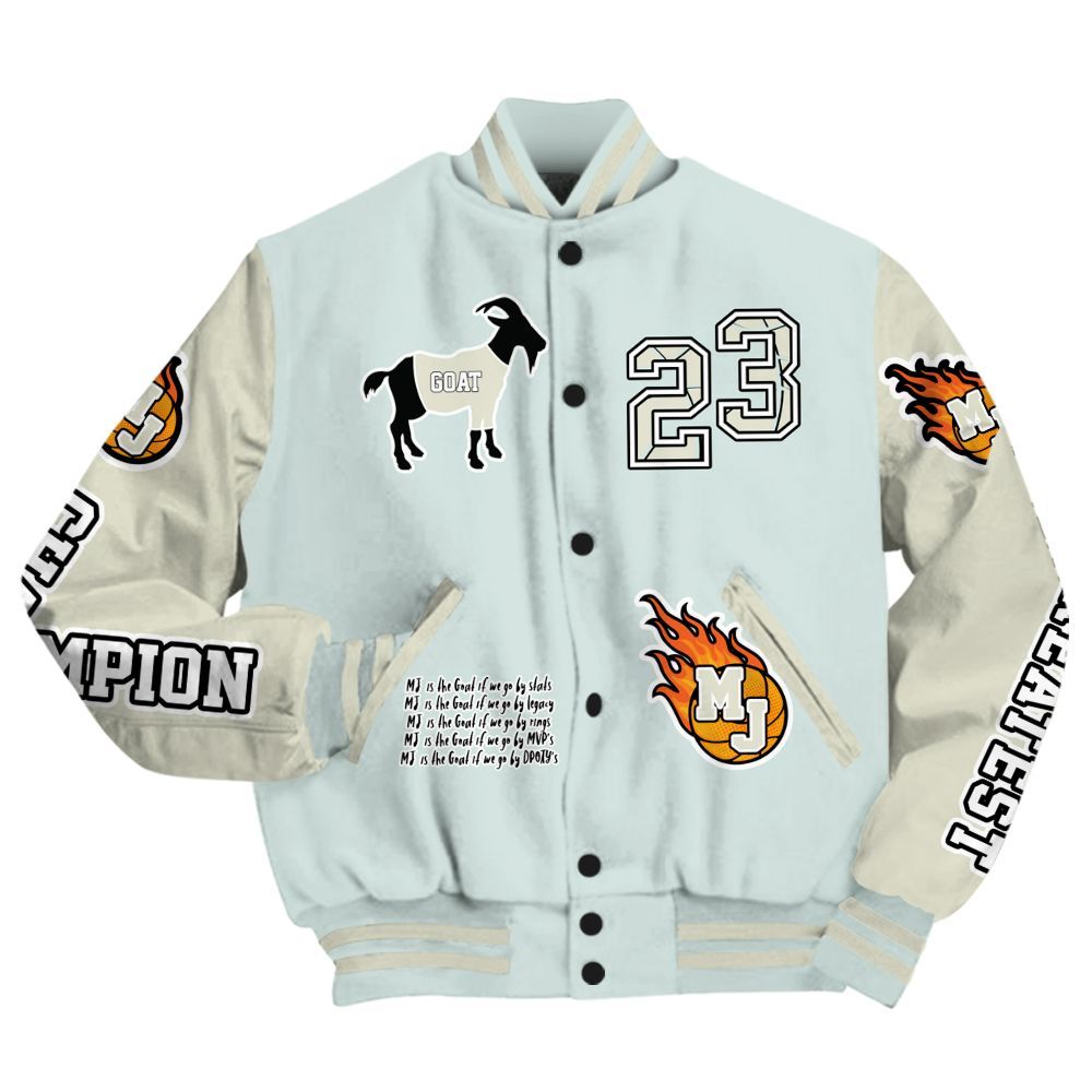 Varsity Jacket To Match Pure Platinum 4s - 23 G.0.A.T Jump Up Basketball All Over Print